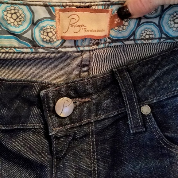 Paige Dark Wash Flare Leg Jeans - Picture 3 of 6